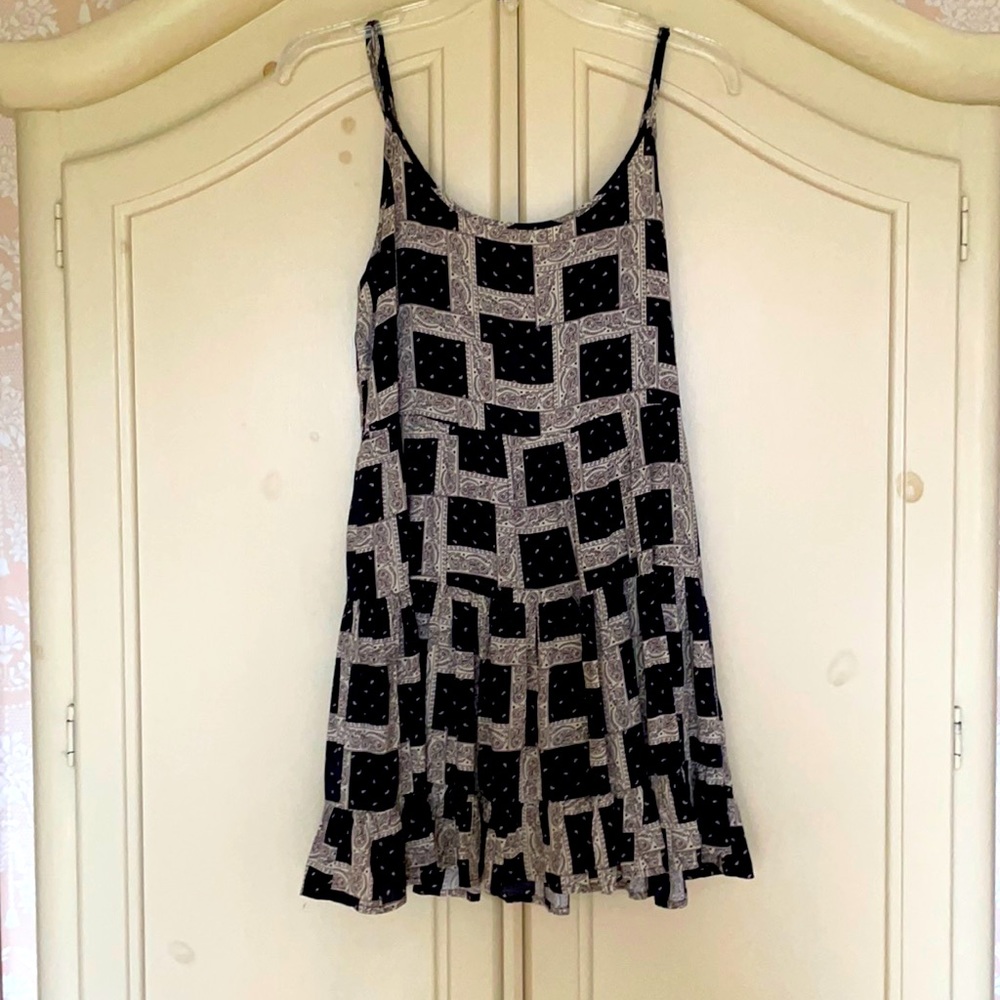 En Creme Short Dress Blue, Black, Tam Size Small